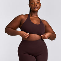 SoftMotion™ Sports Bra with Gray Logo | Plum Brown