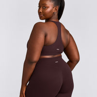 SoftMotion™ Sports Bra with Gray Logo | Plum Brown