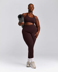SoftMotion™ Sports Bra with Gray Logo | Plum Brown