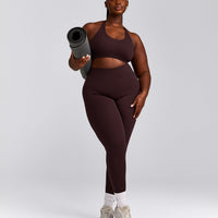 SoftMotion™ Sports Bra with Gray Logo | Plum Brown