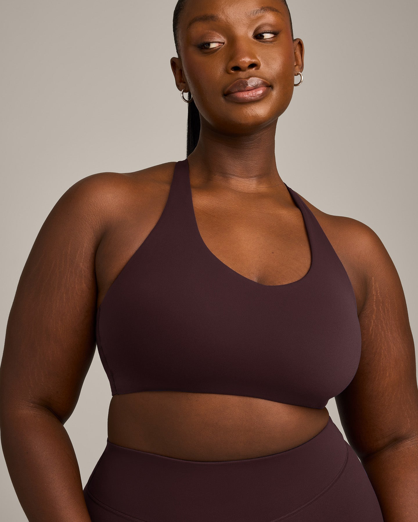 SoftMotion™ Sports Bra with Gray Logo | Plum Brown