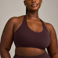 SoftMotion™ Sports Bra with Gray Logo | Plum Brown