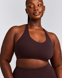 SoftMotion™ Sports Bra with Gray Logo | Plum Brown