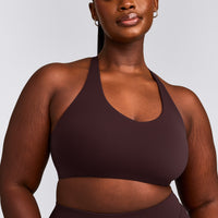 SoftMotion™ Sports Bra with Gray Logo | Plum Brown