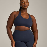 SoftMotion™ Sports Bra with Gray Logo | True Blue