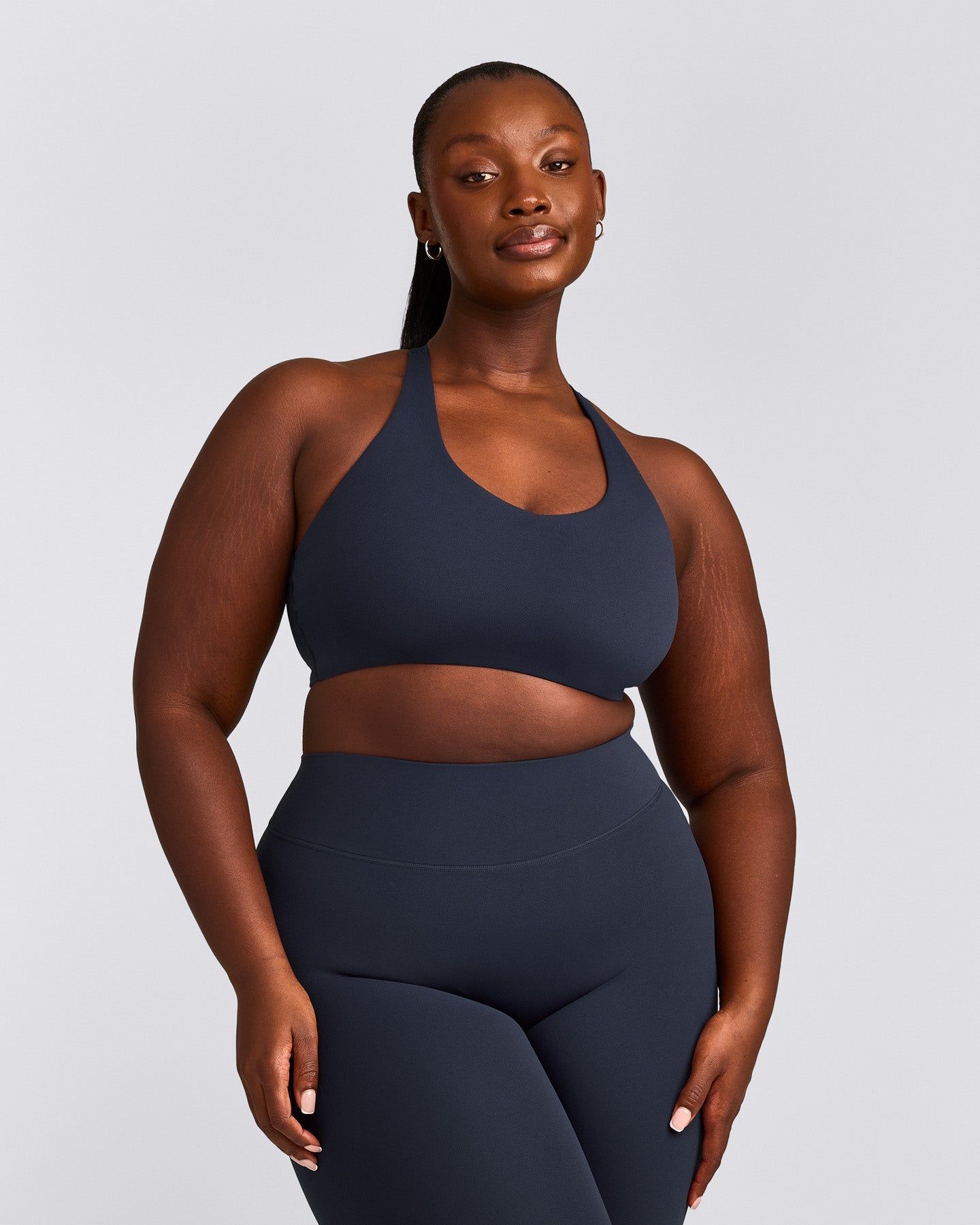 SoftMotion™ Sports Bra with Gray Logo | True Blue