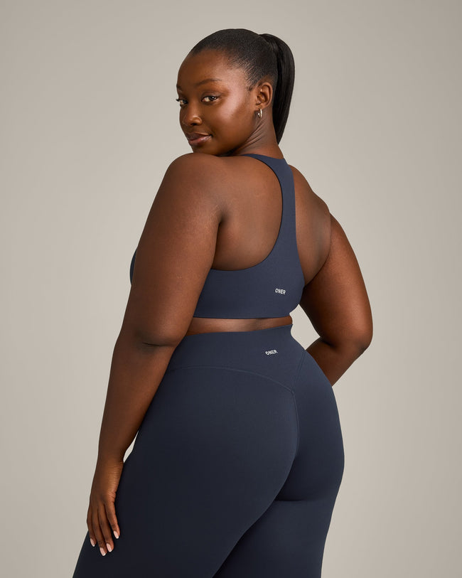 SoftMotion™ Sports Bra with Gray Logo | True Blue