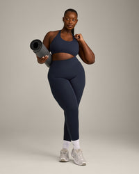 SoftMotion™ Sports Bra with Gray Logo | True Blue