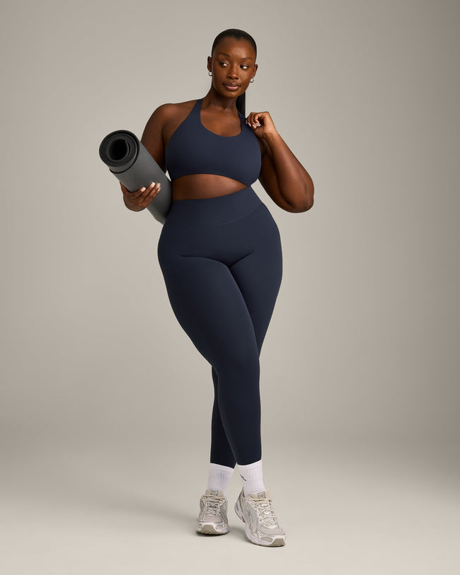 SoftMotion™ Sports Bra with Gray Logo | True Blue