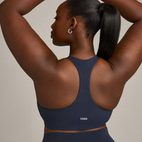 SoftMotion™ Sports Bra with Gray Logo | True Blue