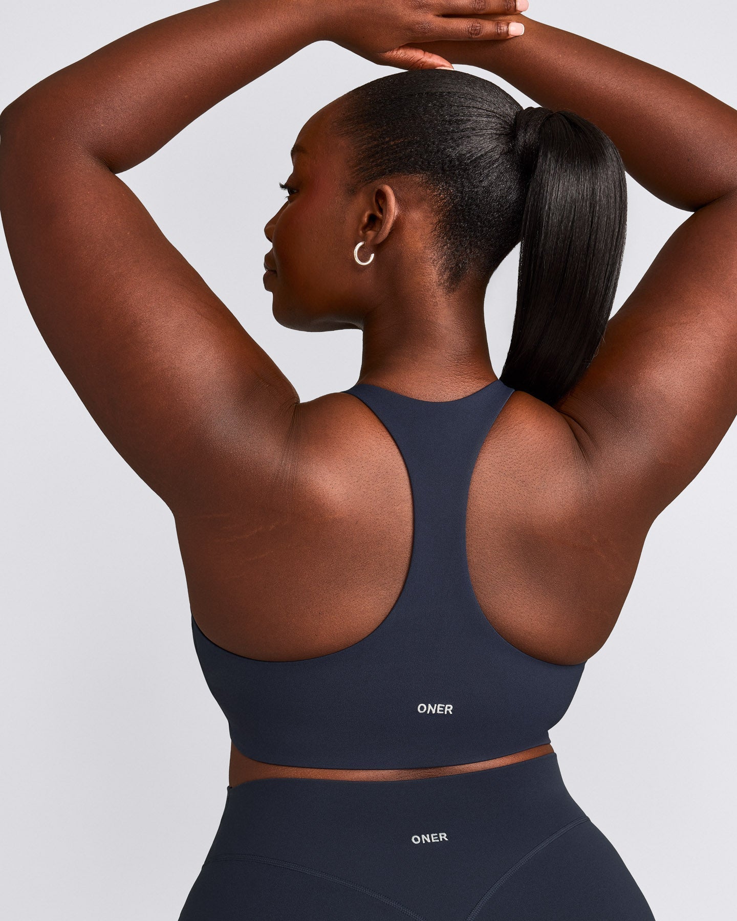 SoftMotion™ Sports Bra with Gray Logo | True Blue