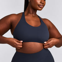 SoftMotion™ Sports Bra with Gray Logo | True Blue