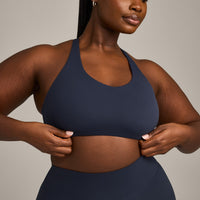 SoftMotion™ Sports Bra with Gray Logo | True Blue