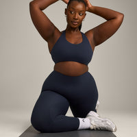 SoftMotion™ Sports Bra with Gray Logo | True Blue