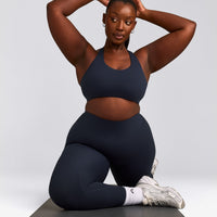 SoftMotion™ Sports Bra with Gray Logo | True Blue