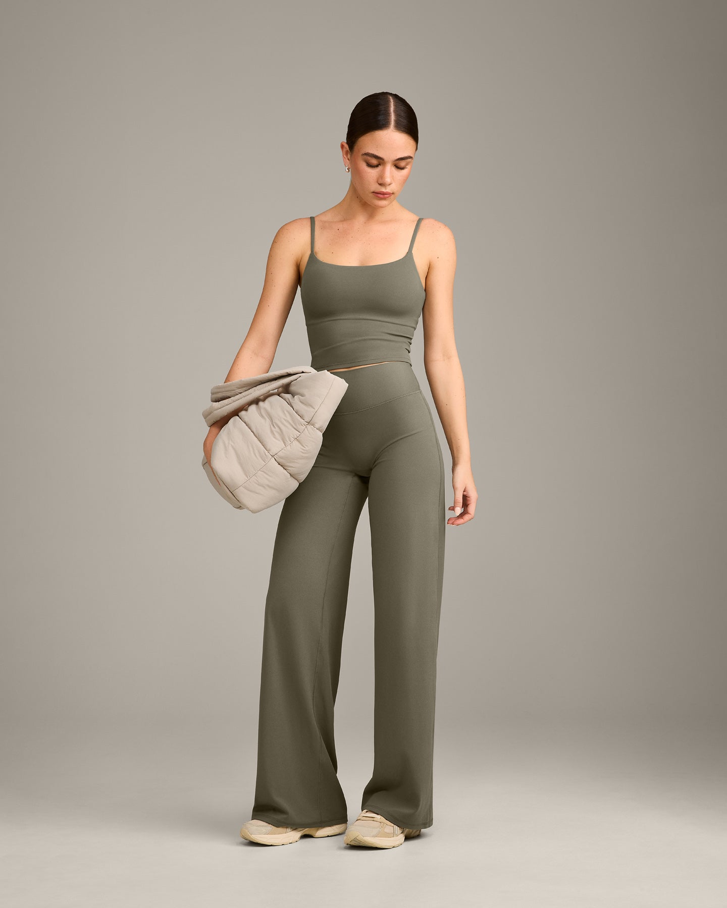 SoftMotion™ Straight Leg Bottoms with Gray Logo | Alpine Green