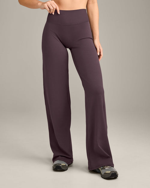 SoftMotion™ Straight Leg Pants with Gray Logo | Dark Umber Brown