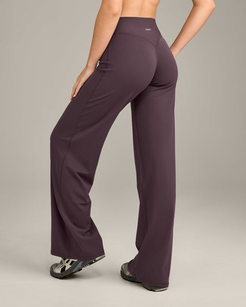 SoftMotion™ Straight Leg Pants with Gray Logo | Dark Umber Brown