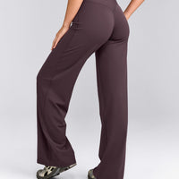 SoftMotion™ Straight Leg Pants with Gray Logo | Dark Umber Brown