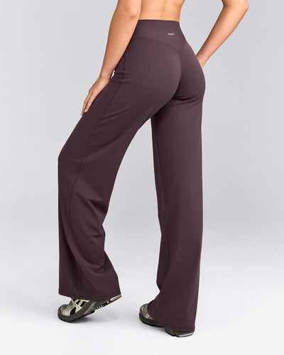 SoftMotion™ Straight Leg Pants with Gray Logo | Dark Umber Brown