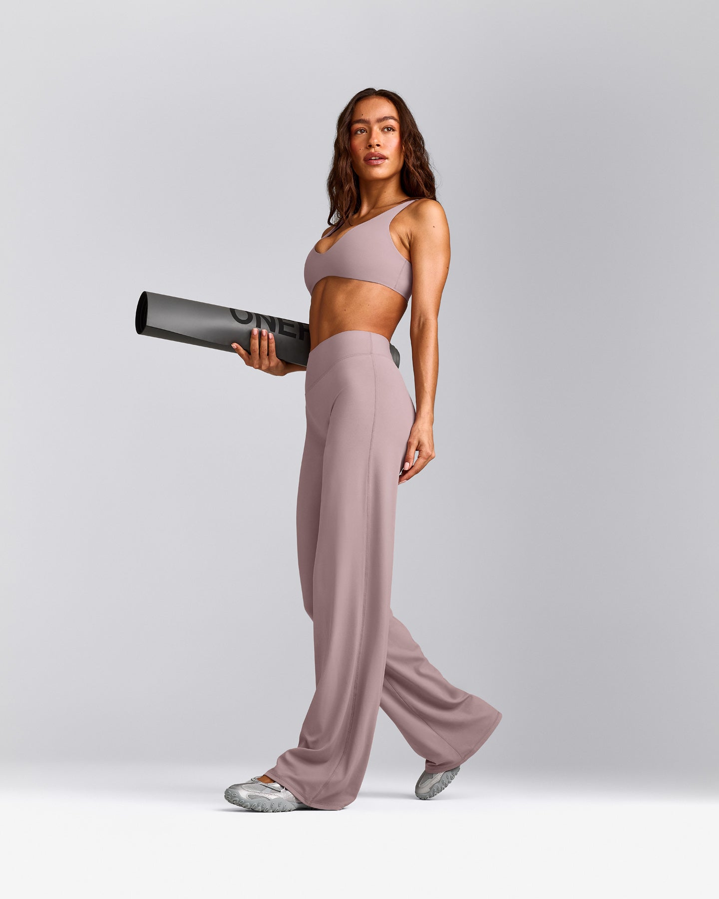 SoftMotion™ Straight Leg Pants with White Logo | Dusty Purple