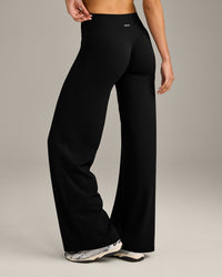 SoftMotion™ Straight Leg Bottoms with Gray Logo | Black