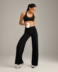 SoftMotion™ Straight Leg Bottoms with Gray Logo | Black