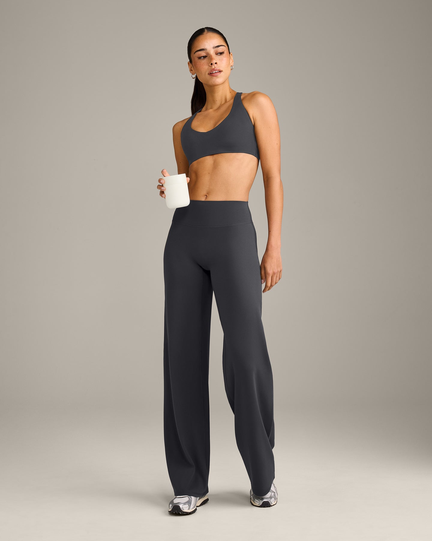 SoftMotion™ Straight Leg Bottoms with Gray Logo | Coal