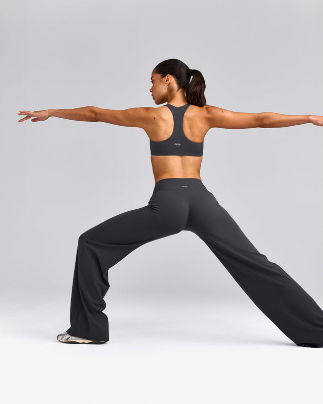 SoftMotion™ Straight Leg Pants with Gray Logo | Coal