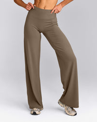 SoftMotion™ Straight Leg Pants with Gray Logo | Moss Brown