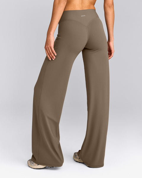 SoftMotion™ Straight Leg Bottoms with Grey Logo in Moss Brown