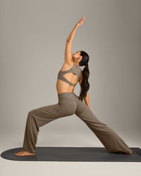 SoftMotion™ Straight Leg Bottoms with Gray Logo | Moss Brown