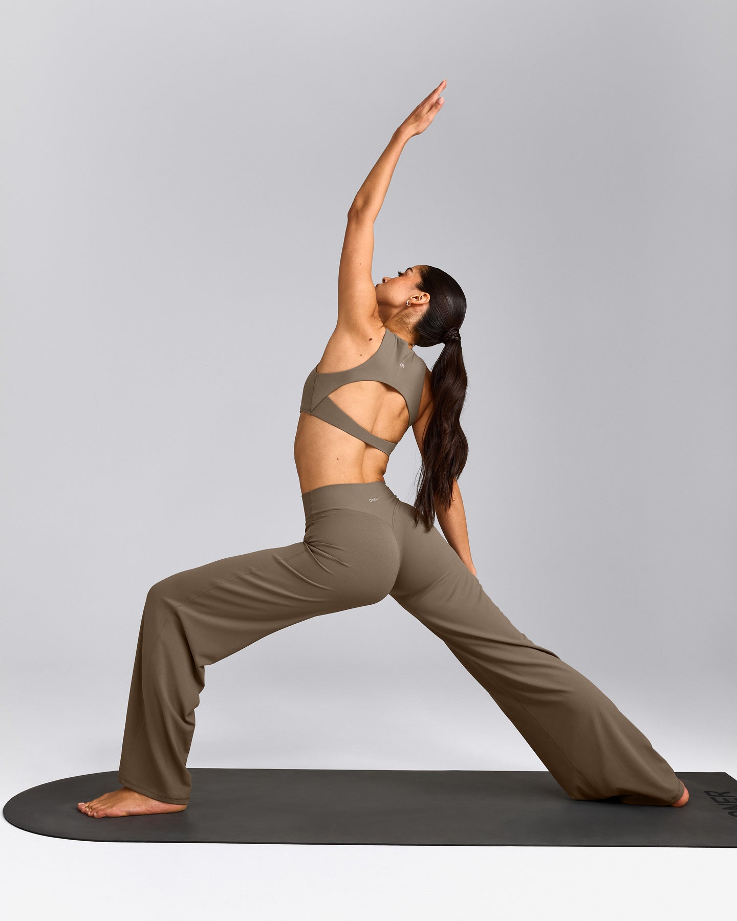 SoftMotion™ Straight Leg Pants with Gray Logo | Moss Brown