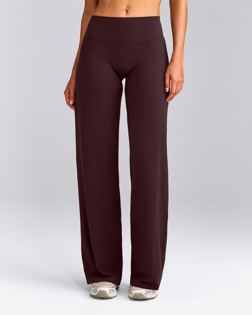 SoftMotion™ Straight Leg Pants with Gray Logo | Plum Brown