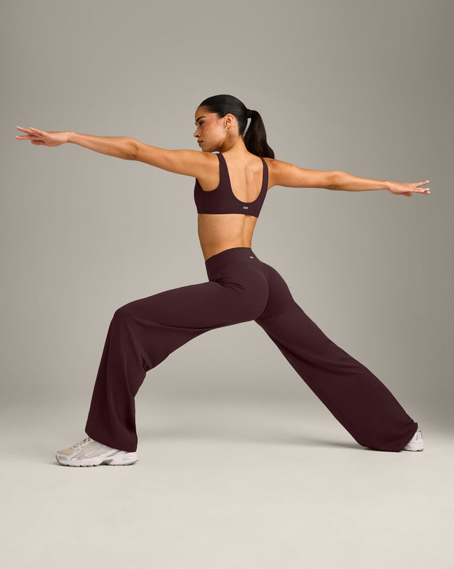 SoftMotion™ Straight Leg Bottoms with Gray Logo | Plum Brown