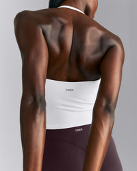 SoftMotion™ Strappy Halter Neck Mid Tank Top with Built in Bra Shelf New Branding | White
