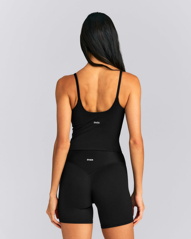 SoftMotion™ Strappy Tank Top with Built in Bra Shelf New Branding | Black