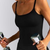 SoftMotion™ Strappy Tank Top with Built in Bra Shelf New Branding | Black