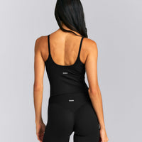 SoftMotion™ Strappy Mid Tank Top with Built in Bra Shelf New Branding | Black