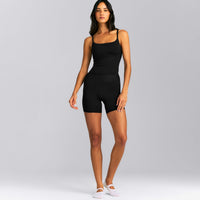 SoftMotion™ Strappy Mid Tank Top with Built in Bra Shelf New Branding | Black