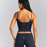 SoftMotion™ Strappy Mid Tank Top with Built in Bra Shelf | True Blue