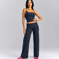SoftMotion™ Strappy Mid Tank Top with Built in Bra Shelf | True Blue