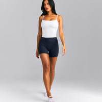 SoftMotion™ Strappy Mid Tank Top with Built in Bra Shelf New Branding | White