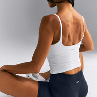 SoftMotion™ Strappy Mid Tank Top with Built in Bra Shelf New Branding | White