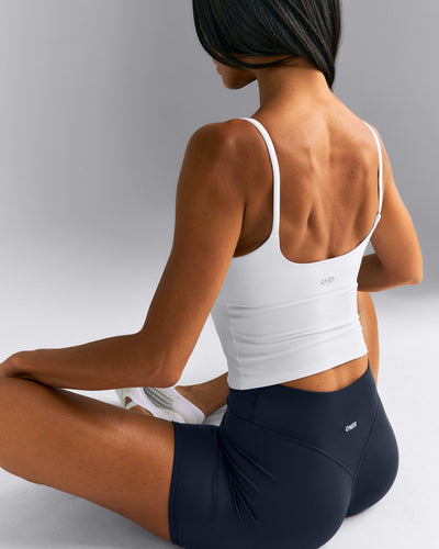 SoftMotion™ Strappy Mid Tank Top with Built in Bra Shelf New Branding | White
