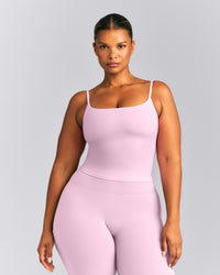 SoftMotion™ Strappy Mid Tank Top with Built in Bra Shelf | Chalk Pink
