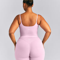 SoftMotion™ Strappy Mid Tank Top with Built in Bra Shelf | Chalk Pink