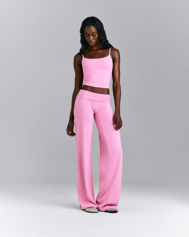 SoftMotion™ Strappy Mid Tank Top with Built in Bra Shelf | Rose Pink