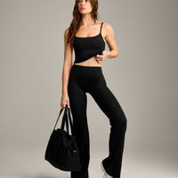 SoftMotion™ Strappy Mid Vest with Built in Bra Shelf with Gray Logo | Black