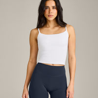 SoftMotion™ Strappy Mid Tank Top with Built in Bra Shelf | White